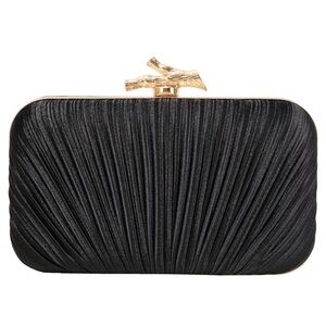 Clutch Purses Black Evening Bag Satin Pleated Evening Bags new